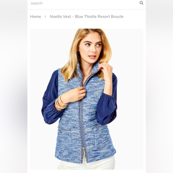 NWT Lilly Pulitzer Noella Vest Blue Thistle Resort Boucle size large org. 278.00 - Picture 8 of 11
